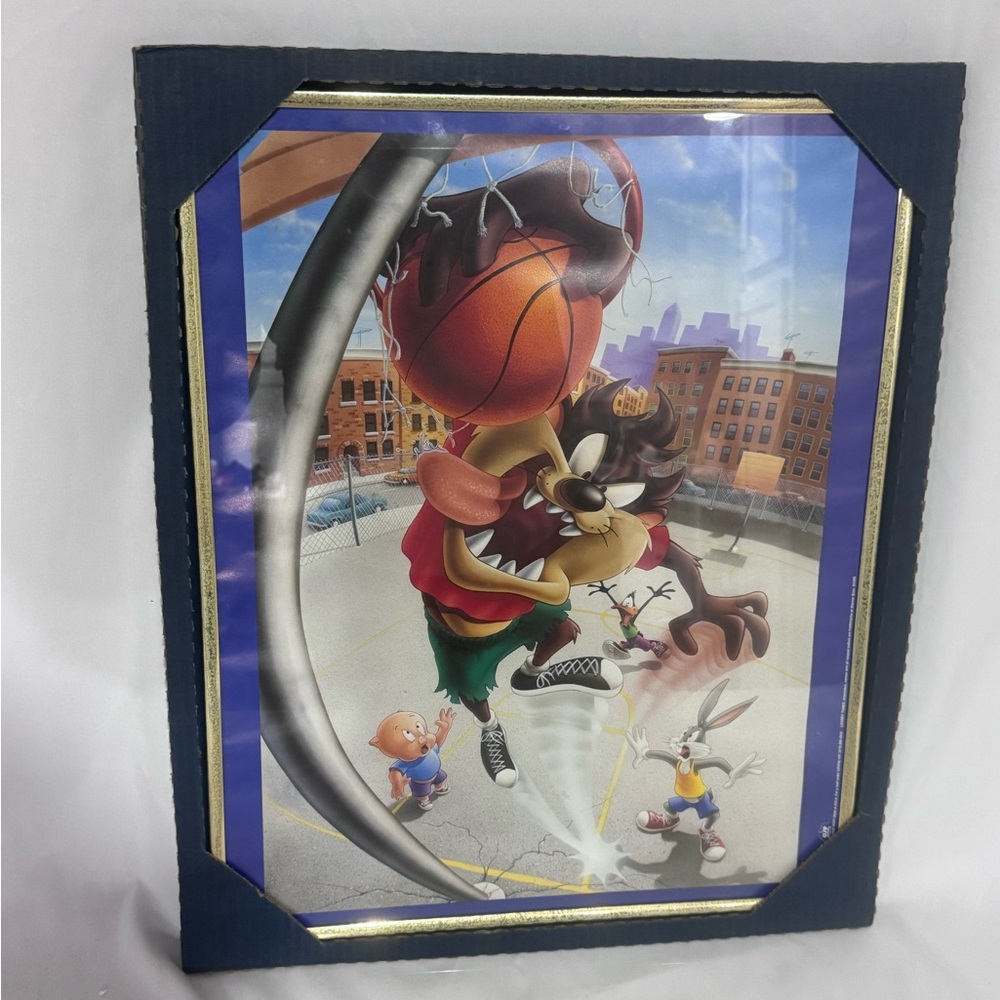 Vintage Taz Basketball Looney‎ Tunes 1995 Warner Bros NEW OLD STOCK Poster 16x20